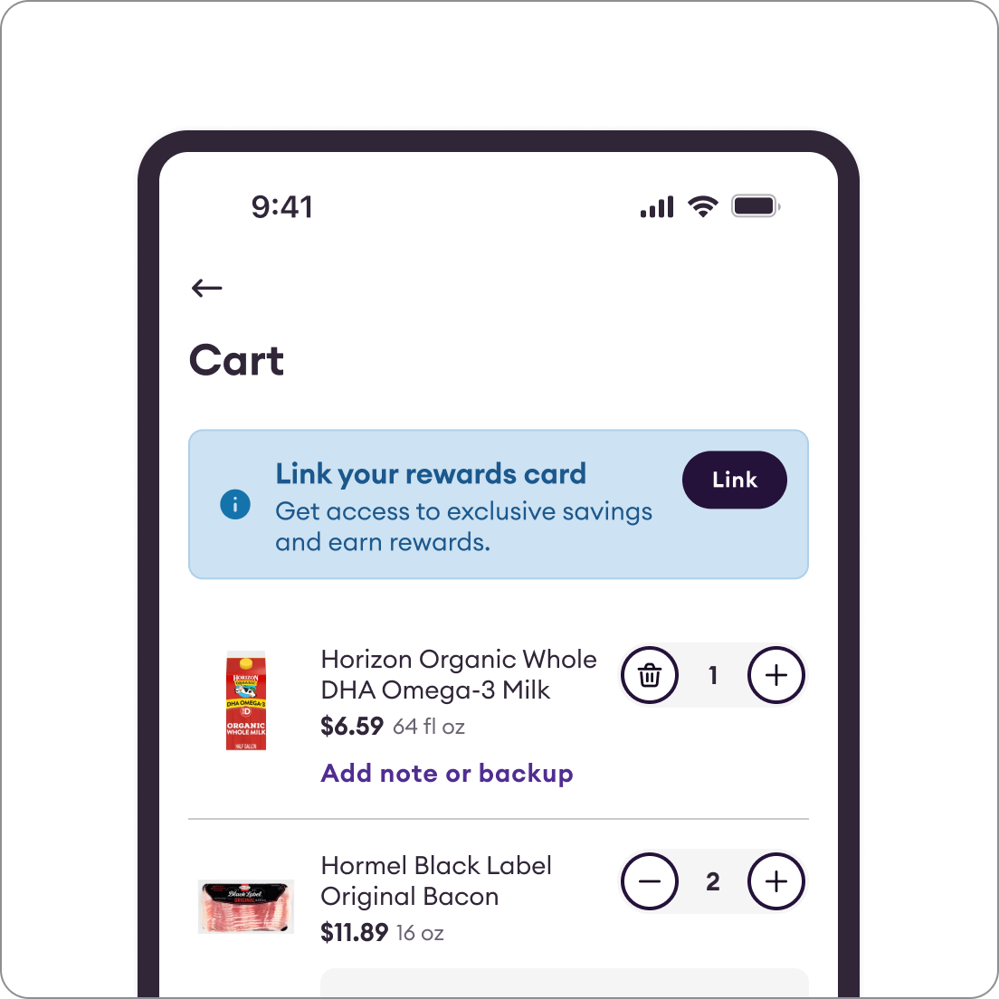 Cart — loyalty benefits visibility